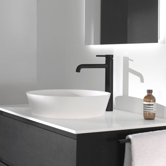 Blaufoss Round Waschbecken Armatur: Erhöht, Schwarz matt