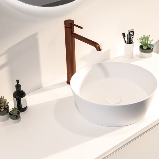 Blaufoss Round verhoogde wastafelkraan Brushed Rosegold