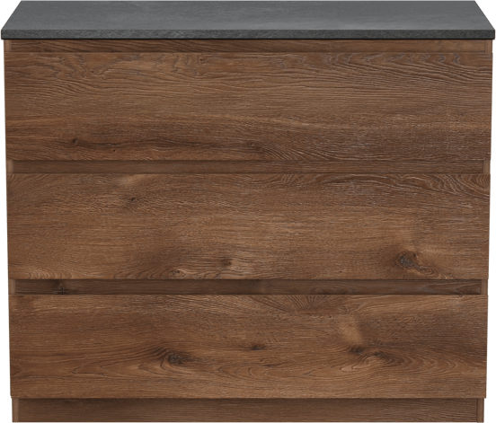 Linie Lado meuble salle de bains à poser 100 x 46 cm chêne brun avec Lado tablette simple ou double en mélaminé ardoise gris