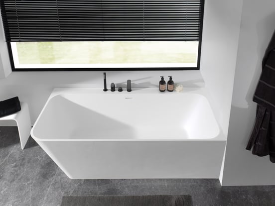 Balmani Zigga baignoire d'angle droite double 180 x 85 cm Solid Surface blanc mat