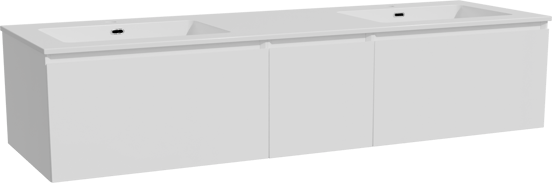 Storke Edge zwevend badmeubel 165 x 52 cm hoogglans wit met Diva dubbele wastafel in composietmarmer hoogglans wit