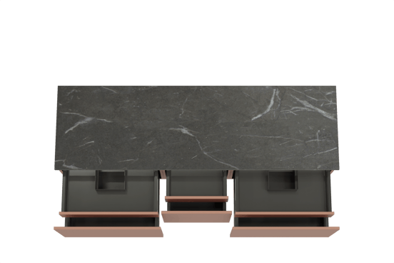 Balmani Sfera meuble salle de bains suspendu 180 x 55 cm cotto avec Stretto tablette simple ou double en marbre pietra grey