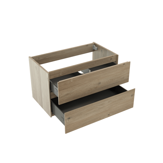 Storke Edge zwevende wastafelonderkast 80 x 46 cm ruw eiken 2 lades