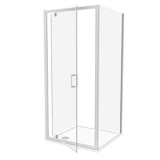 Luca Varess Vidor douchecabine met draaideur en vaste zijwand 80 x 80 cm helder glas glans chroom profiel