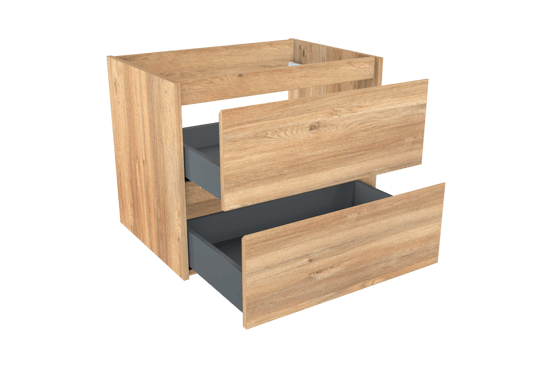 Storke Seda zwevend wastafelonderkast 75 x 52 cm ruwe eik 2 lades