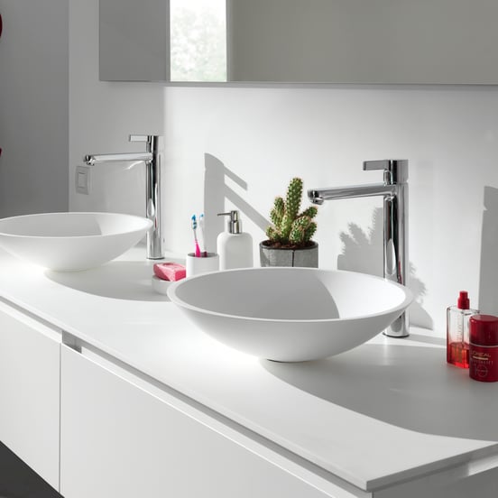 Balmani Facetta dubbel wastafelblad matte Solid Surface 180 x 55 cm