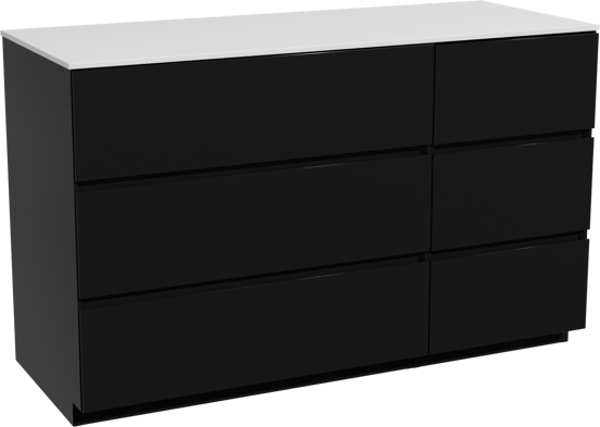 Storke Edge staand badmeubel 130 x 52 cm mat zwart met Tavola enkel of dubbel wastafelblad in solid surface mat wit