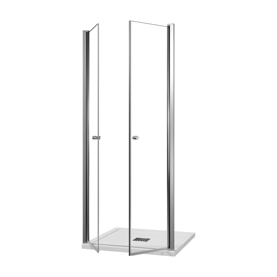 Luca Varess Kuresa porte battante 90 x 200 cm verre transparent profil chrome brillant