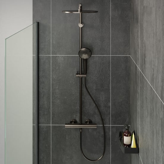 Blaufoss Round 300 Duschsystem: Brushed GunMetal