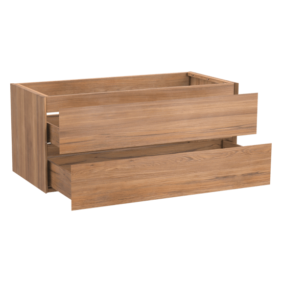 Balmani Mitra hängender Waschbeckenunterschrank: 120 x 55 cm, Teak, 2 Schubladen