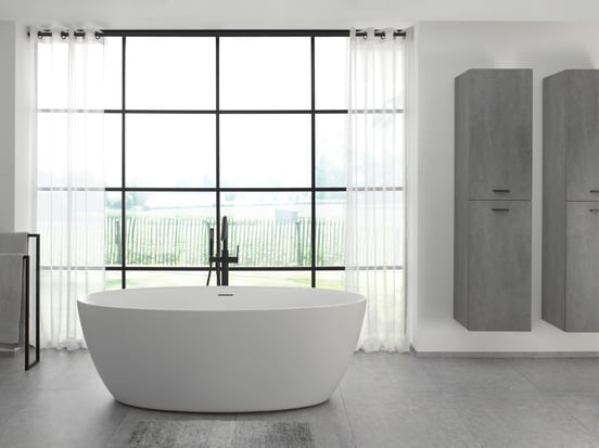 Luca Varess Dias baignoire îlot ovale 170 x 82 cm acrylique blanc brillant