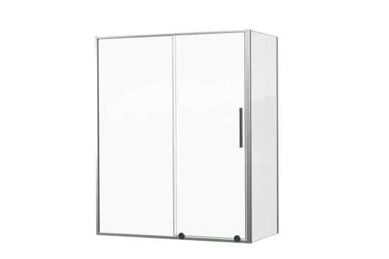 Luca Varess Morano paroi d'angle avec porte coulissante et paroi latérale fixe 160 x 80 cm verre transparent profil chrome brillant