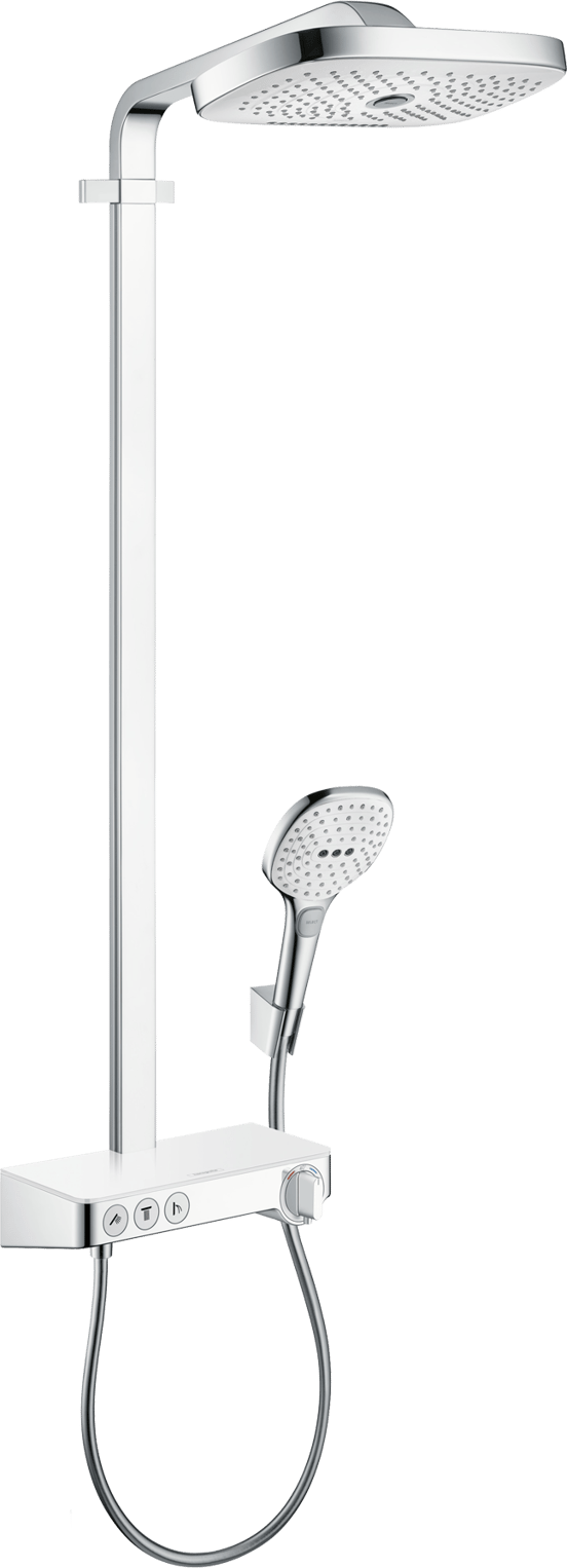 Hansgrohe Raindance Select E 300 Duschsystem: Chrom und Weiß glänzend