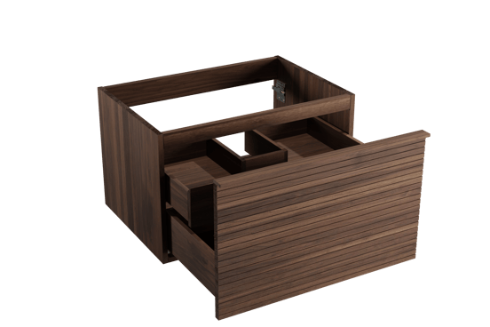 Balmani Forma meuble sous-vasque suspendu nervure horizontale 75 x 55 cm noyer Américain 2 tiroirs