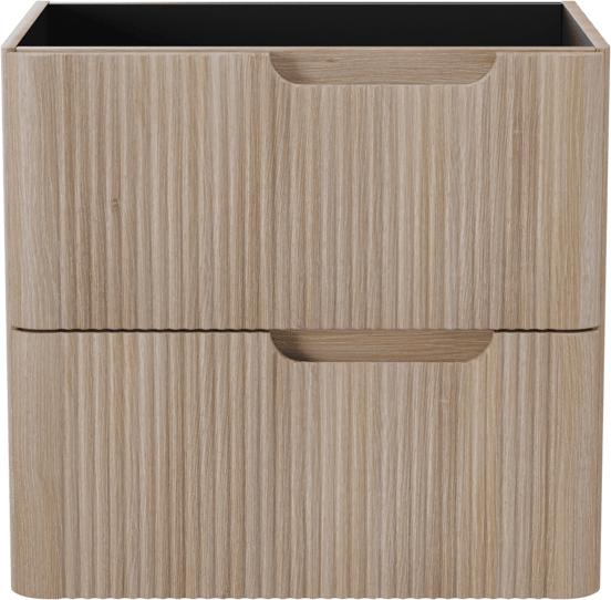 Linie Curvo hängender möbelstück Waschtischunterschränke 60 x 46 cm Eiche Hell 2 Schubladen, Vert. Sym. Rippe