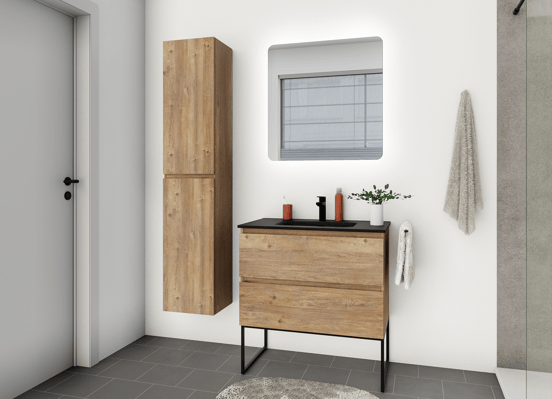 Linie Lux afgeronde hoeken badkamerspiegel 73 x 75 cm met spiegelverlichting