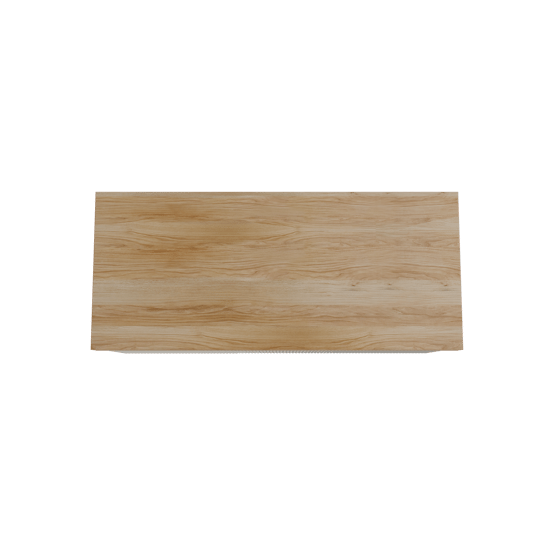 Storke Ribs zwevend badmeubel 120 x 52 cm zijdegrijs met Kada enkel of dubbel wastafelblad in hpl rustiek teakhout, Verticale symmetrische rechte ribbel