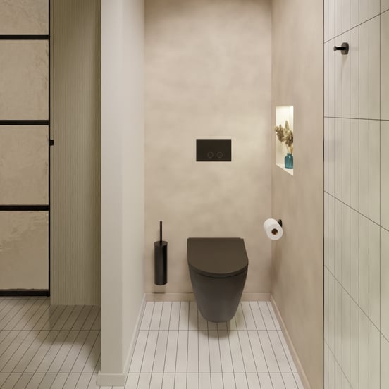 Luca Varess Vinto hangend toilet mat zwart open spoelrand met dunne wc-bril