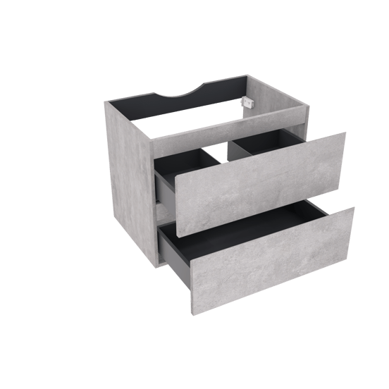 Linie Lado hängender Waschbeckenunterschrank: 70 x 46 cm, Beton dunkelgrau, 2 Schubladen