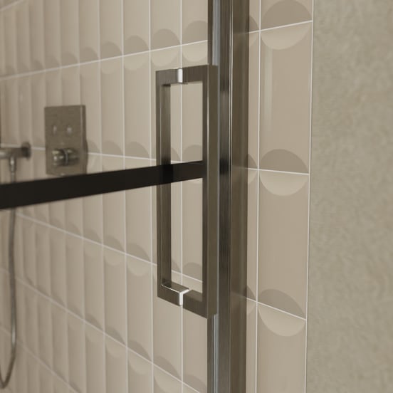 Balmani Senses Design douche schuifdeur rechts 140 cm x 210 cm Lined glas, Brushed GunMetal profielen