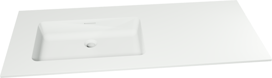 Storke Mata asymmetrisch linkse wastafel matte solid surface 120 x 52 cm combinatie kast 45 cm