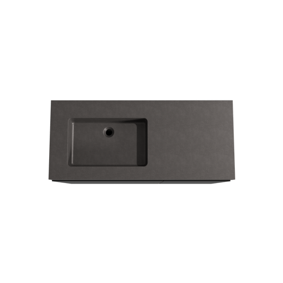 Storke Edge meuble salle de bains à poser 120 x 52 cm noir mat avec Scuro High plan vasque asymétrique à gauche en quartz noir mat