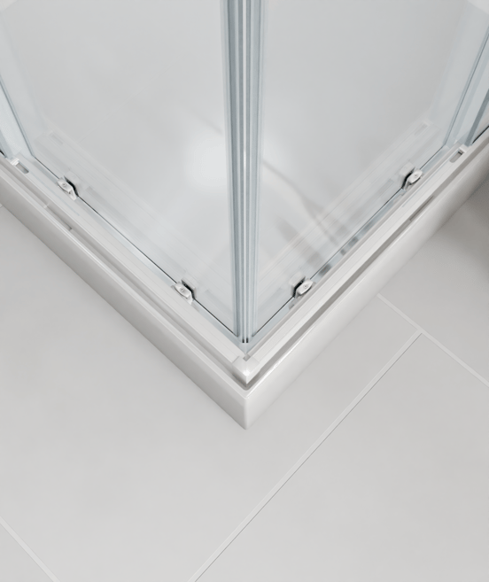 Luca Varess Talan douchecabine met schuifdeuren 80 x 80 cm helder glas met mat gestreepte strook glanzend wit profiel