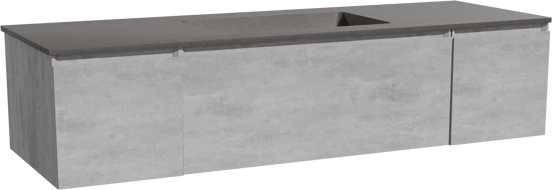 Storke Edge zwevend badmeubel 155 x 52 cm beton donkergrijs met Scuro enkele wastafel in kwarts mat zwart