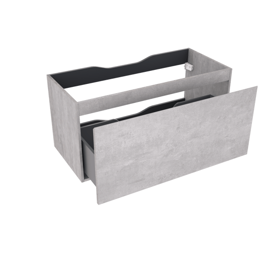Linie Lado hängender Waschbeckenunterschrank: 100 x 46 cm, Beton dunkelgrau, 1 Schublade