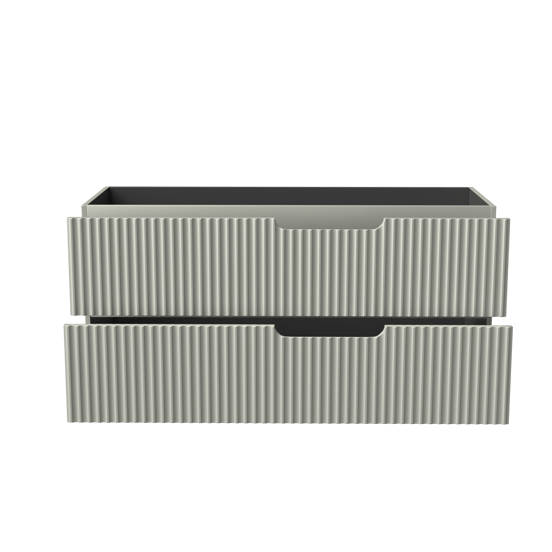 Linie Ribbo hängender Waschbeckenunterschrank: 120 x 46 cm, Greige, 2 Schubladen