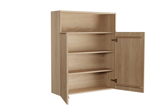 Balmani Forma Badhochschrank: Hängend, asymmetrische Rippen, Eiche Natur, 100 x 30 x 120 cm