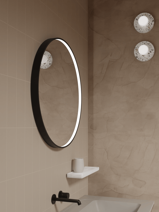 Balmani Secret Black miroir rond noir lumineux et anti-buée Ø 70 cm