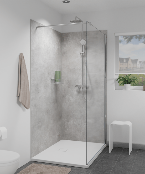 Linie Plato set douchewandbekleding set 2 x 90x210 cm pvc betongrijs Bolero