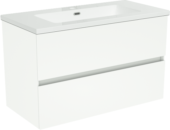 Storke Edge meuble salle de bains suspendu 80 x 40 cm blanc mat avec Diva plan simple en marbre composite blanc brillant