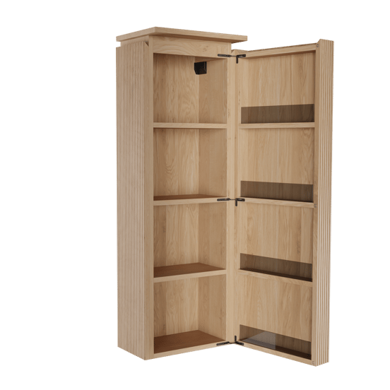 Balmani Eclips Ribs zwevende kolomkast rechts natuur eiken 44 x 32 x 130 cm vert. sym. groef