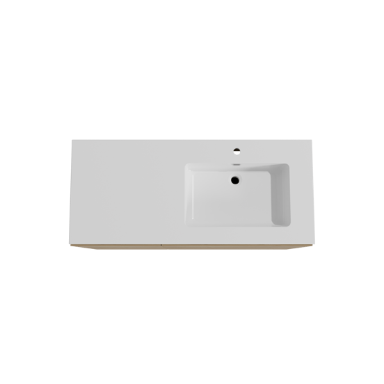 Storke Edge staand badmeubel 120 x 52 cm ruw eiken met Diva asymmetrisch rechtse wastafel in composietmarmer hoogglans wit