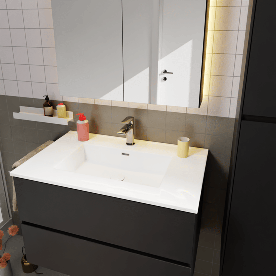 Storke Kera enkele wastafel Glanzend wit porselein 95 x 52 cm, inclusief crepine