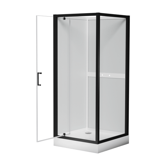 Luca Varess Talan cabine de douche avec portes pivotantes 90 x 90 cm verre transparent profil noir mat