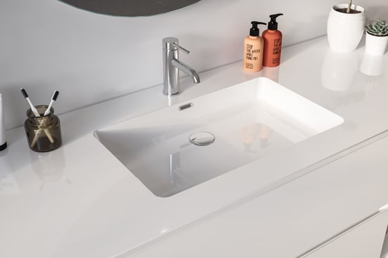 Storke Diva Einzelwaschtisch, Marmorkomposit glänzend, 155 x 52 cm