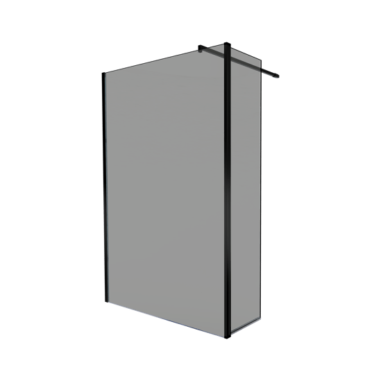 Balmani Move Walk-In Dusche: Bewegliche Seitenwand, 140 x 200 cm, Rauchglas, Schwarzes Profil, matt