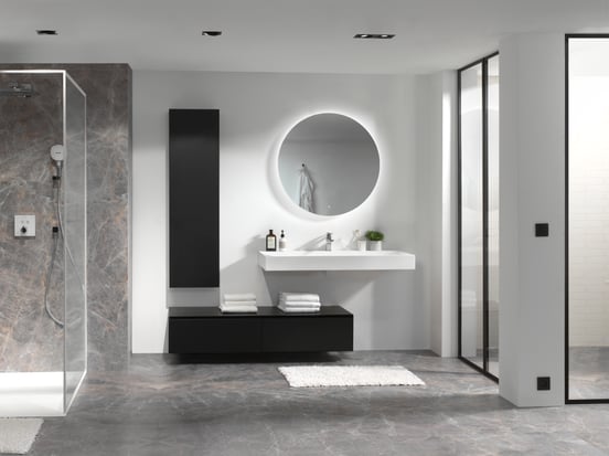 Balmani Mitra Elements/Idra Badhochschrank: Hängend, Schwarz matt, 42 x 20 x 150 cm