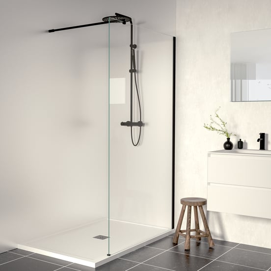 Linie Walk-In douche à l'italienne 120 x 200 cm verre transparent profil noir mat
