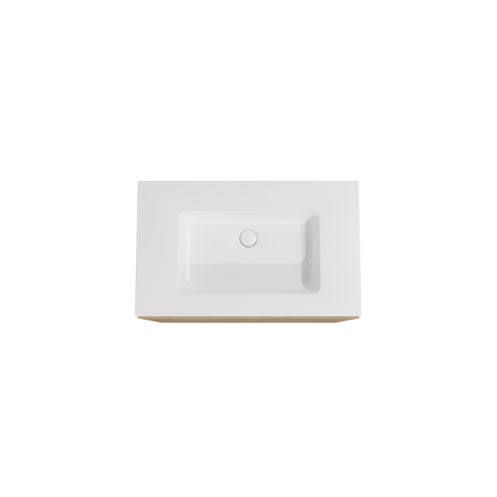 Storke Edge staand badmeubel 85 x 52 cm ruw eiken met Mata enkele wastafel in solid surface mat wit