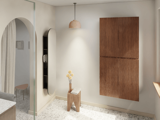 Storke Ribs zwevende badkamerkast notelaar 40 x 30 x 170 cm