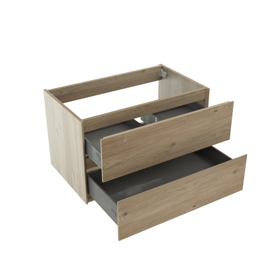 Storke Edge zwevende wastafelonderkast 85 x 52 cm ruw eiken 2 lades