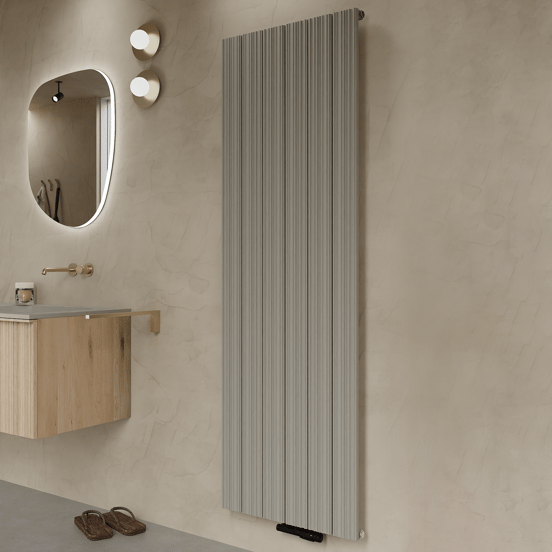 Vipera Mares enkele handdoekradiator 56,5 x 180 cm centrale verwarming zijdegrijs zij- en middenaansluiting 1539W