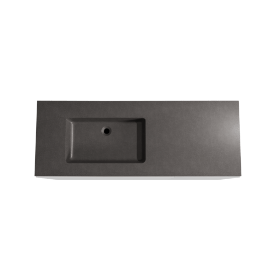 Storke Edge staand badmeubel 140 x 52 cm mat wit met Scuro asymmetrisch linkse wastafel in kwarts mat zwart