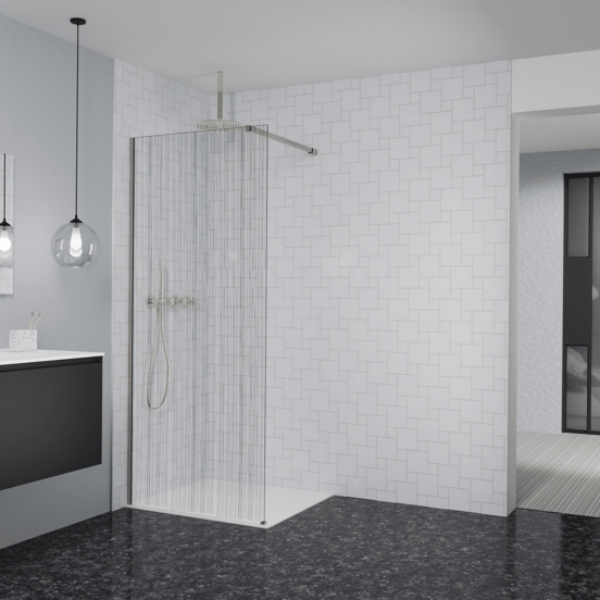 Balmani Modular Walk-In Dusche: 90 x 200 cm, Mikado, Profil Brushed CoolMetal