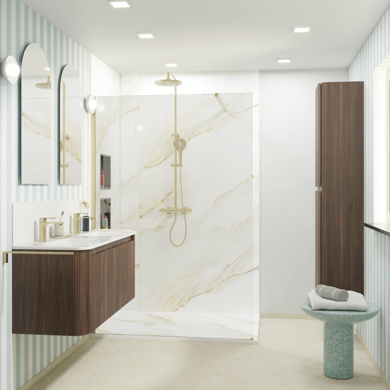 Luca Varess Suite receveur de douche 140 x 90 cm marbre composite Marble Gold 
