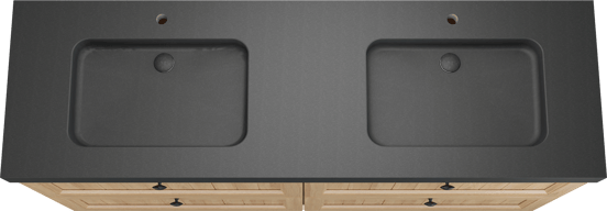 Balmani Lemon meuble salle de bains à poser 180 x 55 cm, placage chêne naturel avec Napoli double vasque en granit noir